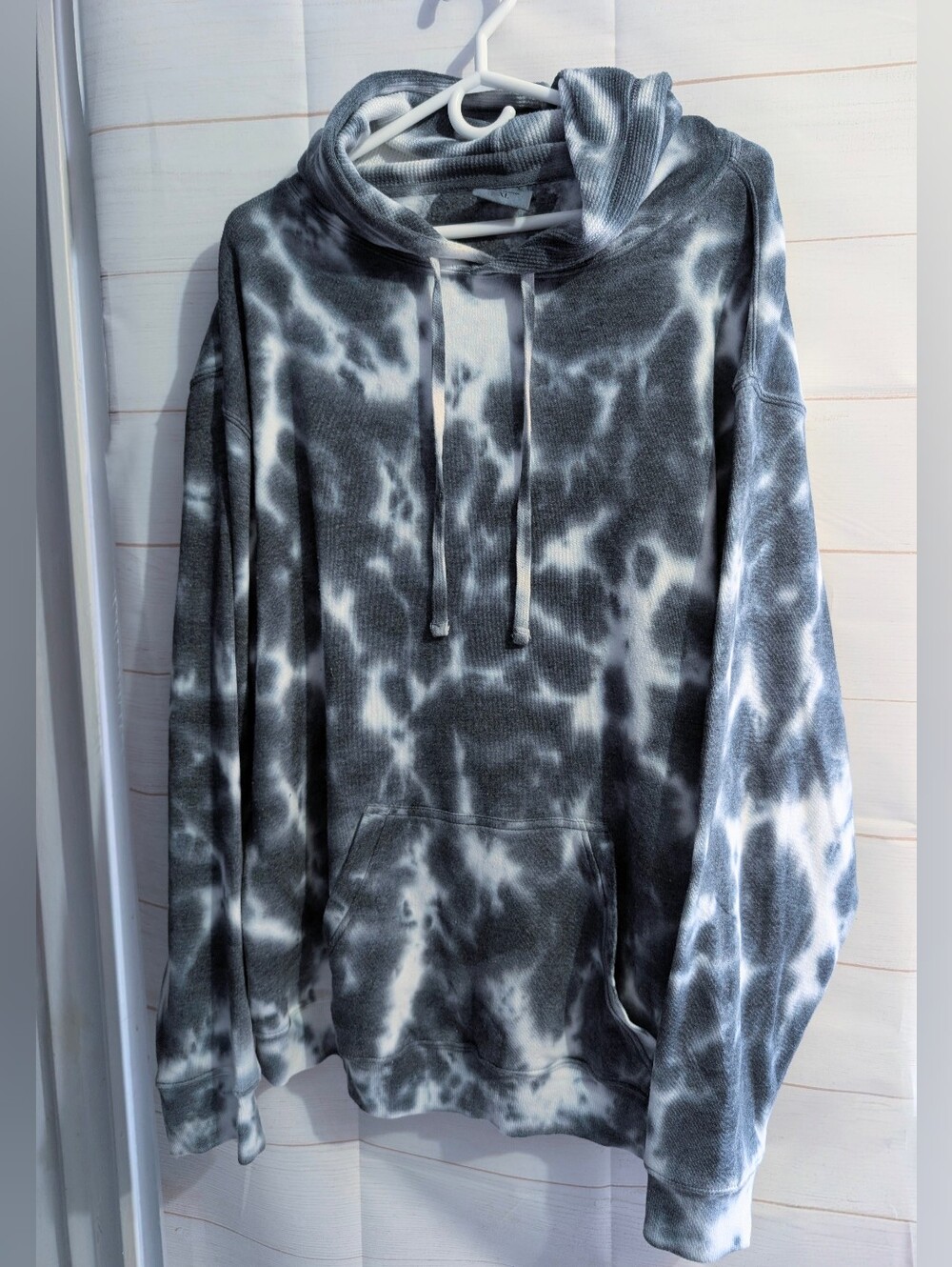 U.S Vintage Collection Super Soft Fleecy Tie-Dye Hooded Sweatshirt Gray White XL